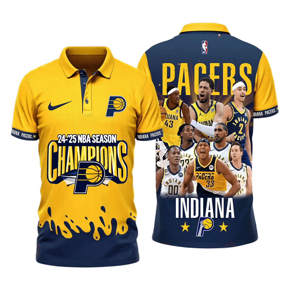Indiana Pacers 2024 2025 NBA Season Champions Polo Shirt Indiana Pacers Merch Fans Gifts-1 Indiana Pacers 2024 2025 NBA Season Champions Polo Shirt Indiana Pacers Merch Fans Gifts-1