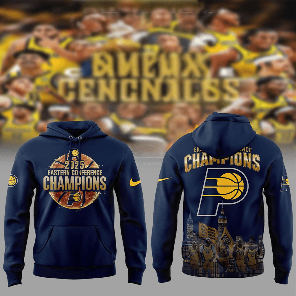 Indiana Pacers 2025 Eastern Conference Champions Blue Hoodie Indiana Pacers Merch Fans Gifts-1