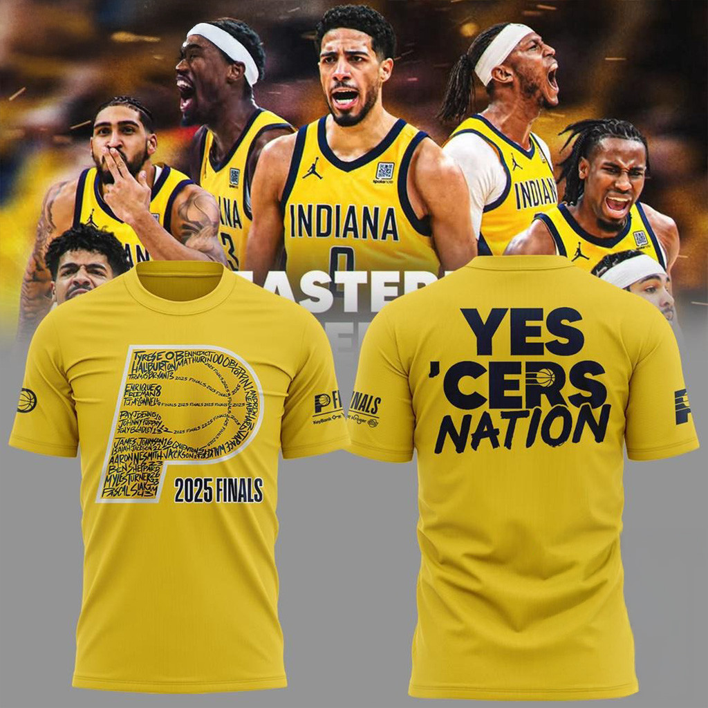 Indiana Pacers 2025 Finals Yes Cers Nation Yellow T-Shirt-1