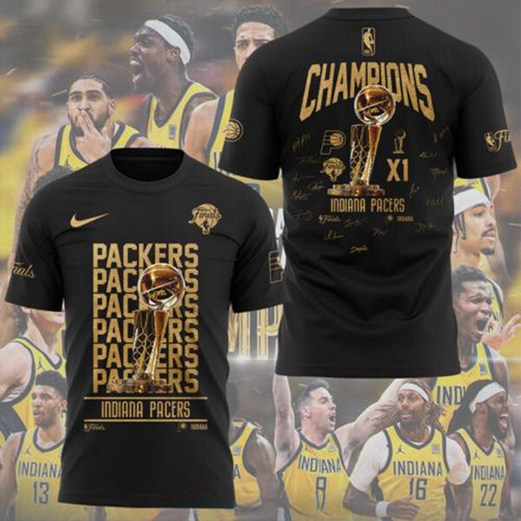 Indiana Pacers 2025 NBA Finals Champions Black T-Shirt Indiana Pacers Merch Gifts For Dad-1