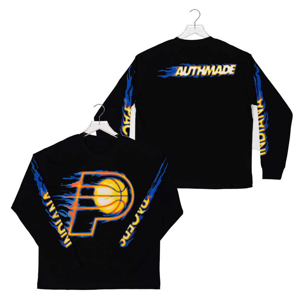 Indiana Pacers Chrome Flame Long-sleeve Shirt Cool Gifts For Basketball Fans-1