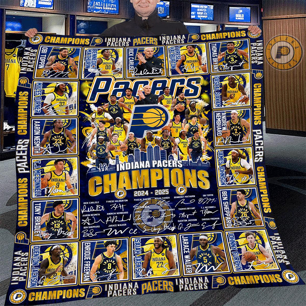 Indiana Pacers NBA Finals Champions 2025 Blanket Indiana Pacers Merch Gifts For Basketball Fan-1 Indiana Pacers NBA Finals Champions 2025 Blanket Indiana Pacers Merch Gifts For Basketball Fan-1
