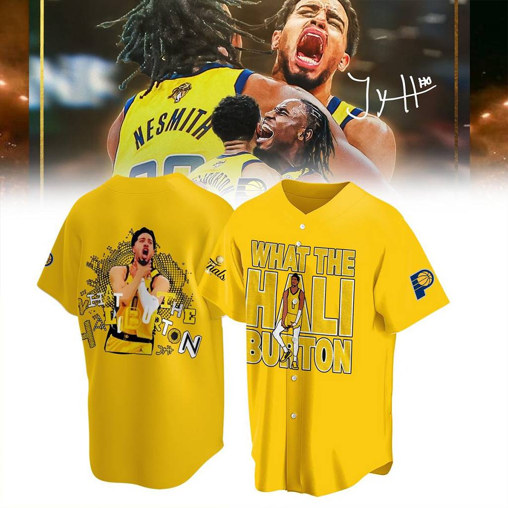 Indiana Pacers What The Hali Burton NBA Finals 2025 Baseball Jersey Indiana Pacers Merch-1