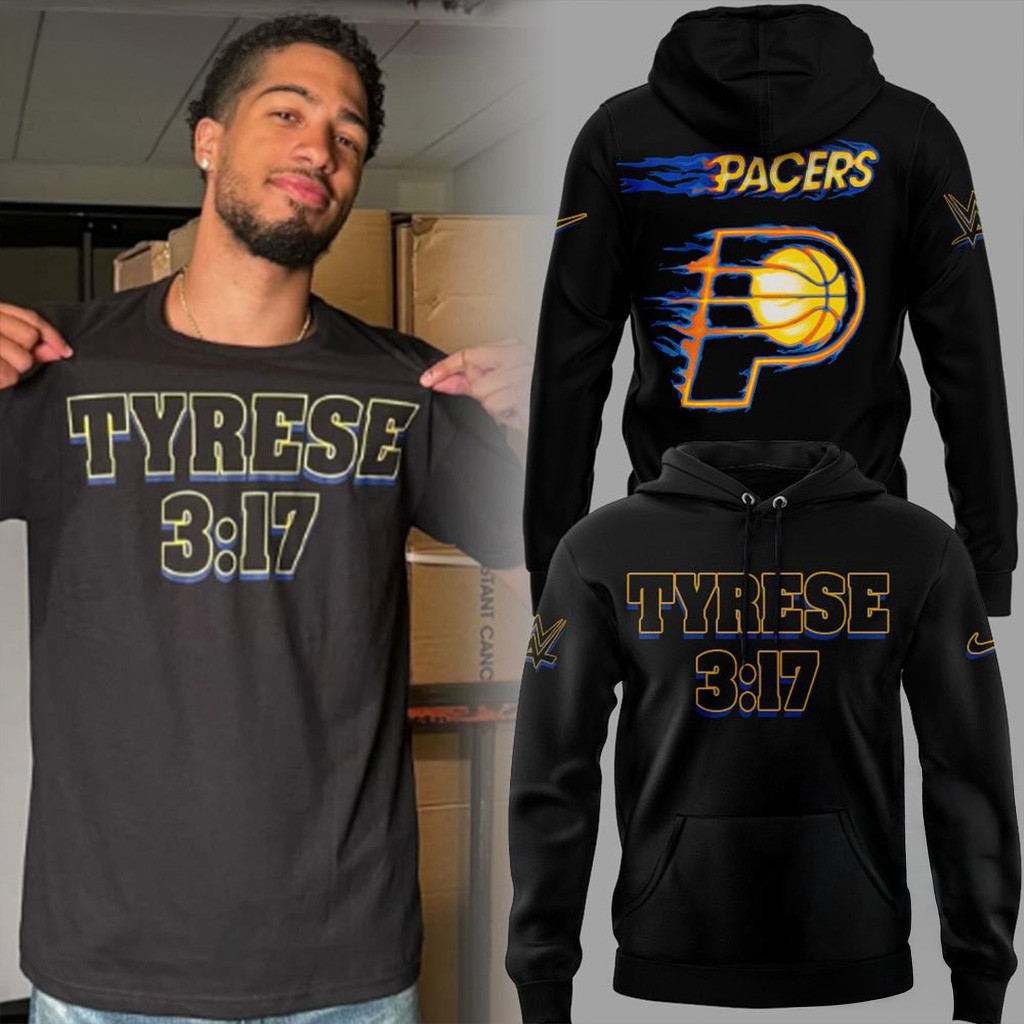 Indiana Pacers X Tyrese Haliburton 2025 Black Hoodie-1