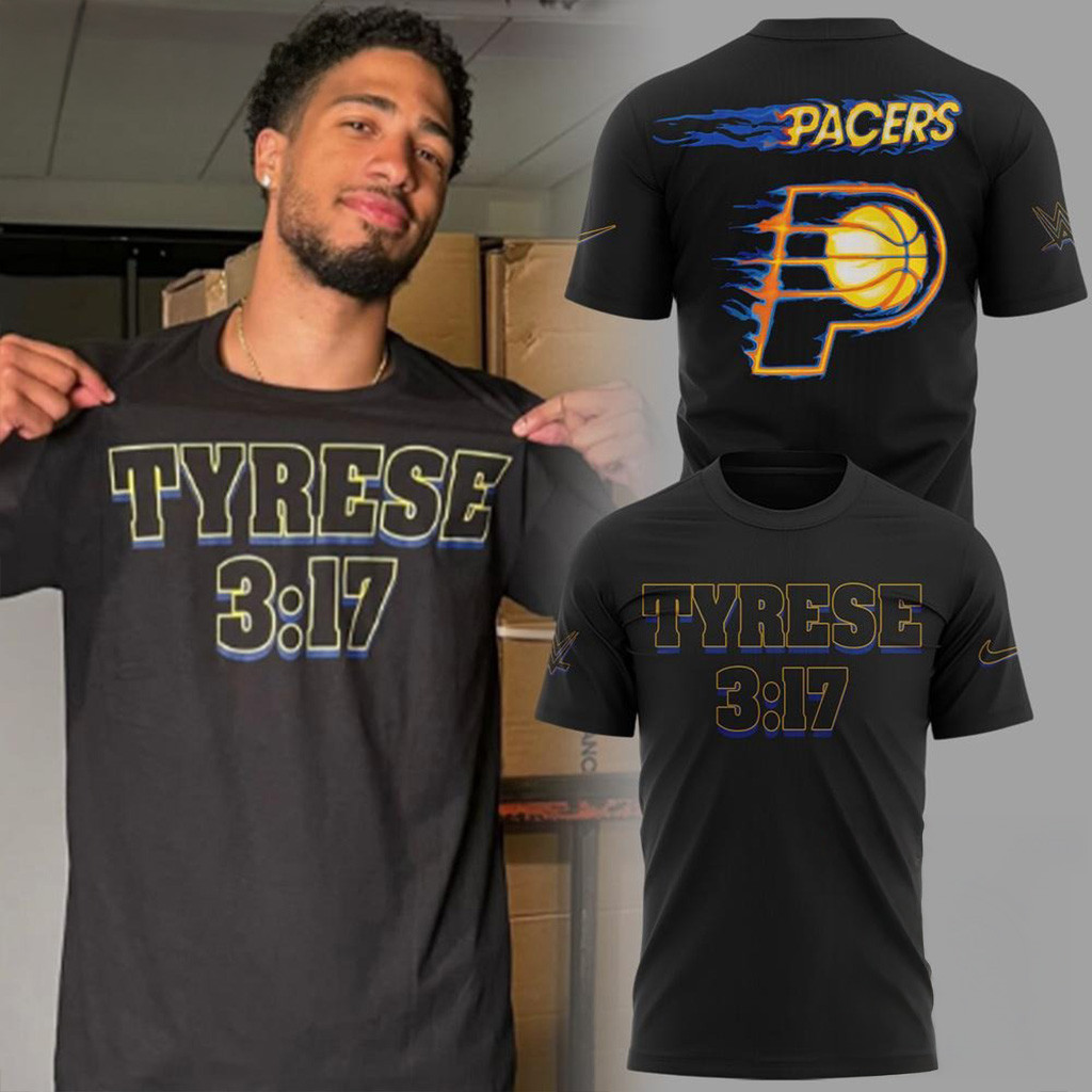 Indiana Pacers X Tyrese Haliburton 2025 Black T-Shirt-1