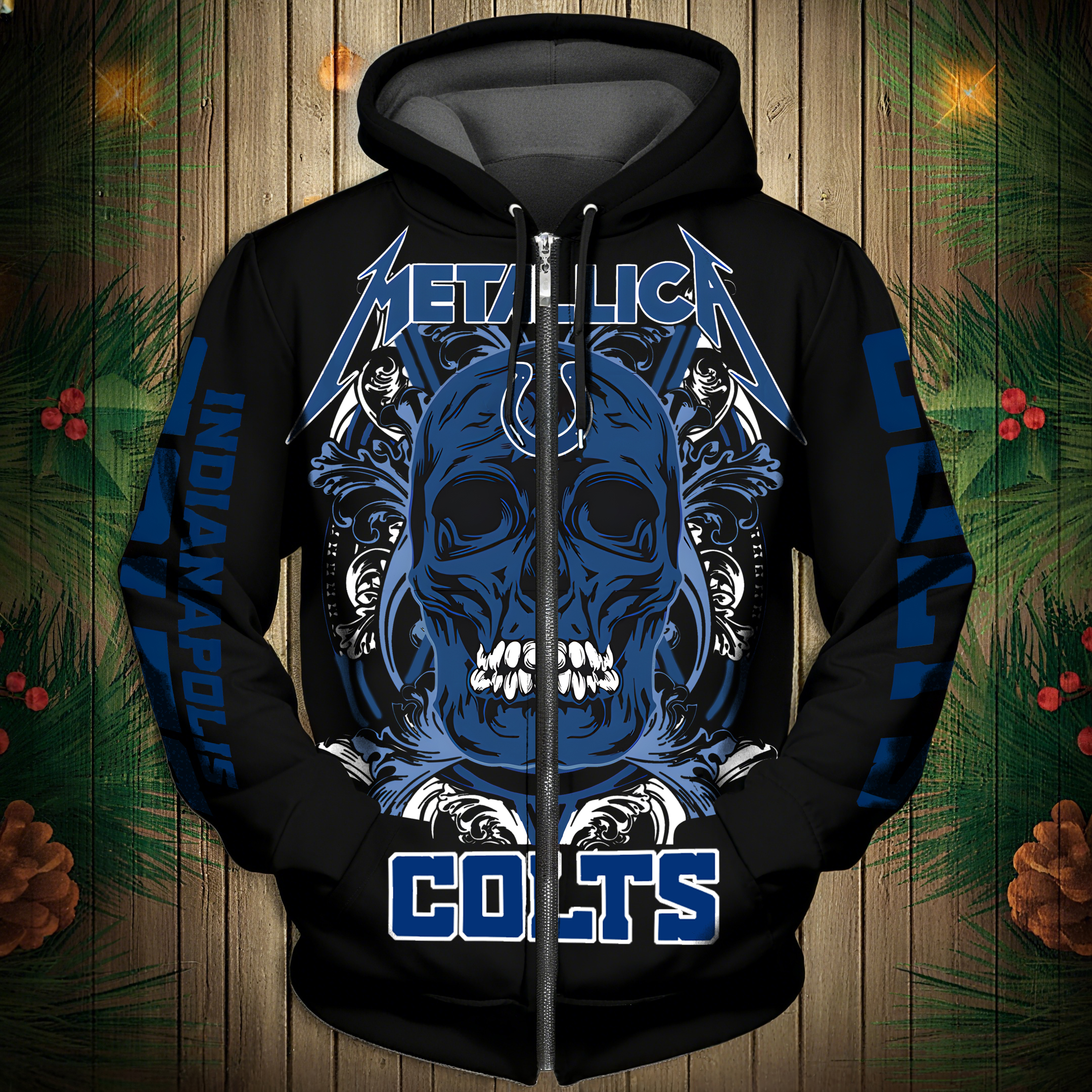 Indianapolis Colts 2025 New 3D Skull Graphic Hoodie-1