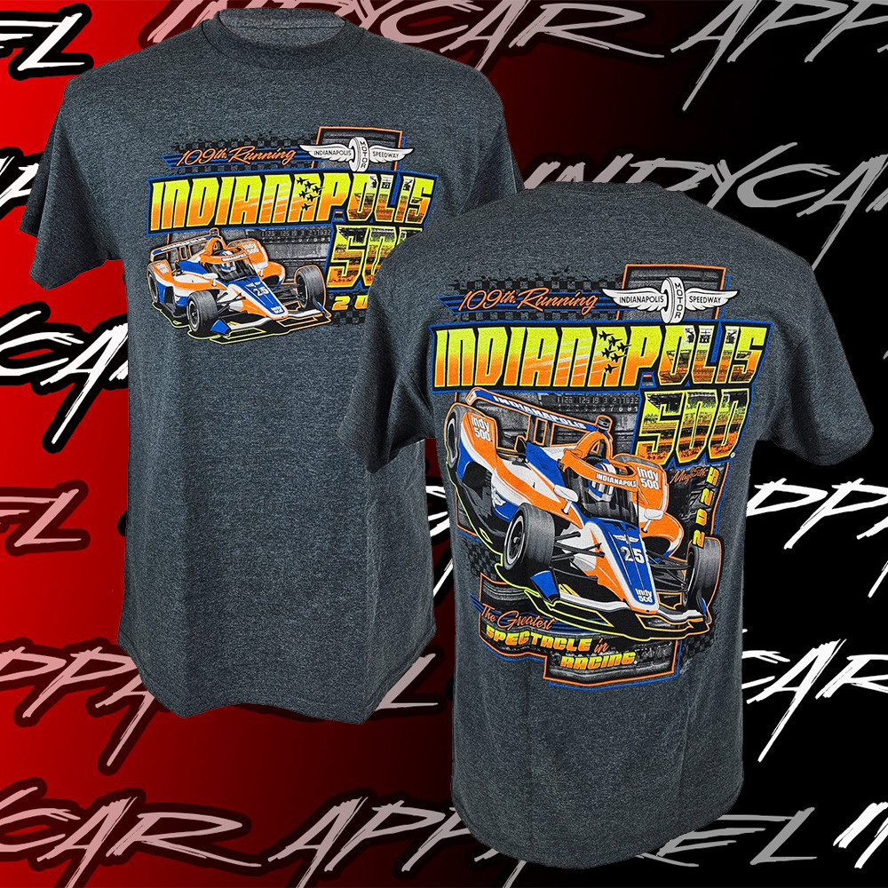 Indy 500 Merch 2025 Indianapolis 500 Event Shirt Grey Awesome Father's Day Gifts-1