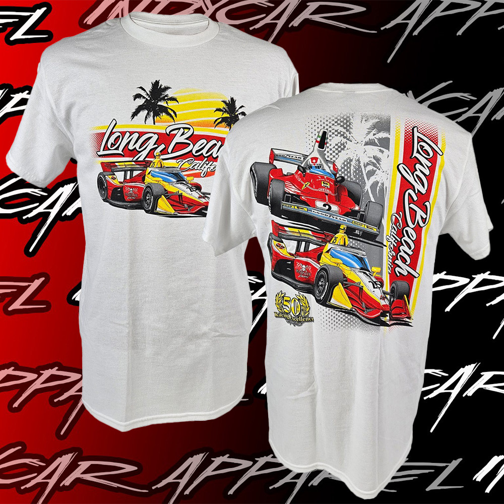 Indy 500 Merch 2025 Long Beach Indycar Shirt White Dad Gifts For Father's Day 2025-1