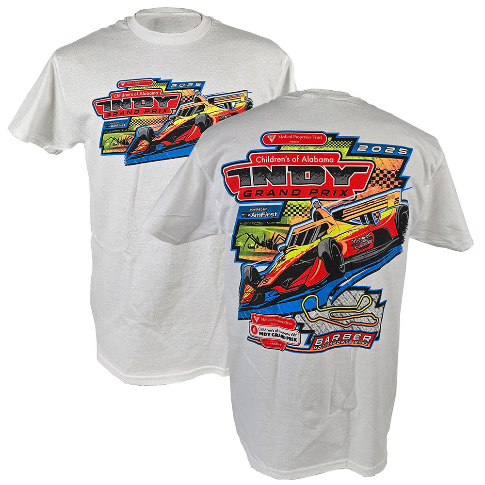 Indy Car Merch 2025 Children's Grand Prix Of Alabama Official Event Shirt White-1
