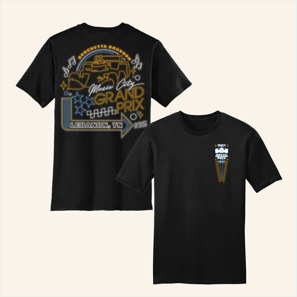 Indycar Merch 2025 Borchetta Bourbon Music City Grand Prix Neon Lights T-Shirt Gifts For Fans-1