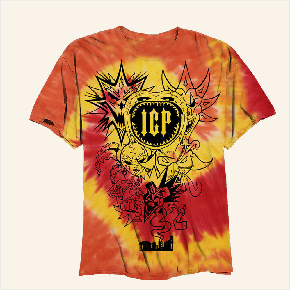 Insane Clown Posse Merch 2Nd 6 Jokers T-Shirt In Orange Twist Dye Shirt Dudes Birthday Gifts-1