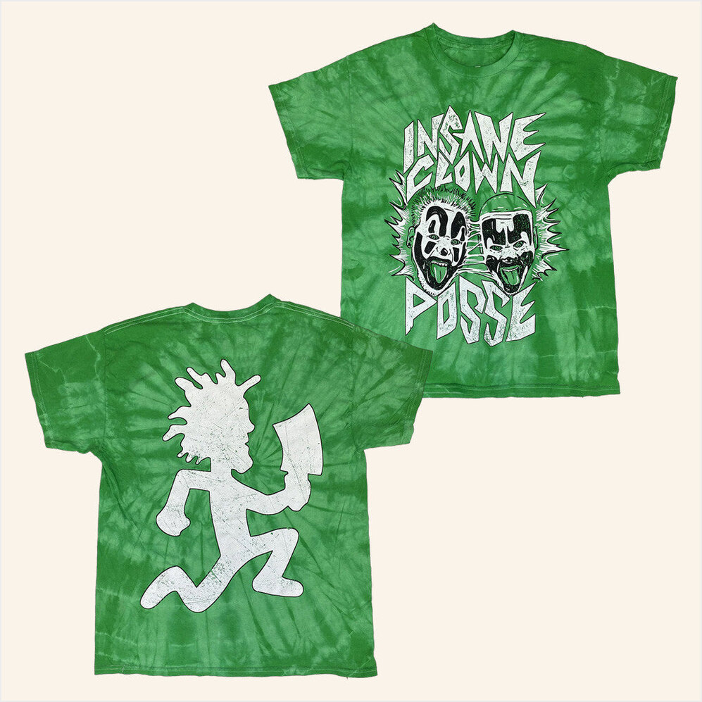 Insane Clown Posse Merch Faces In Tie Dye Green T-Shirt Gifts For Sister Gifts For Fans-1