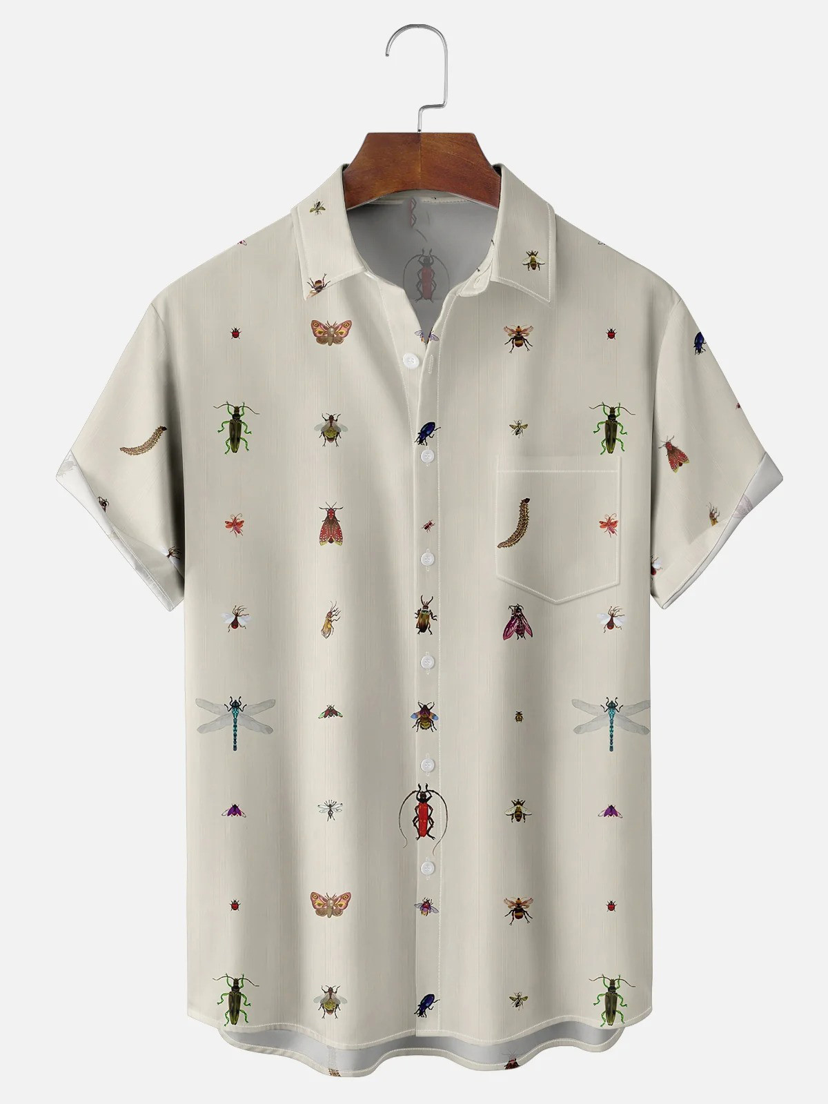 Insect Specimen Art Print Chest Pocket Casual Shirt-1