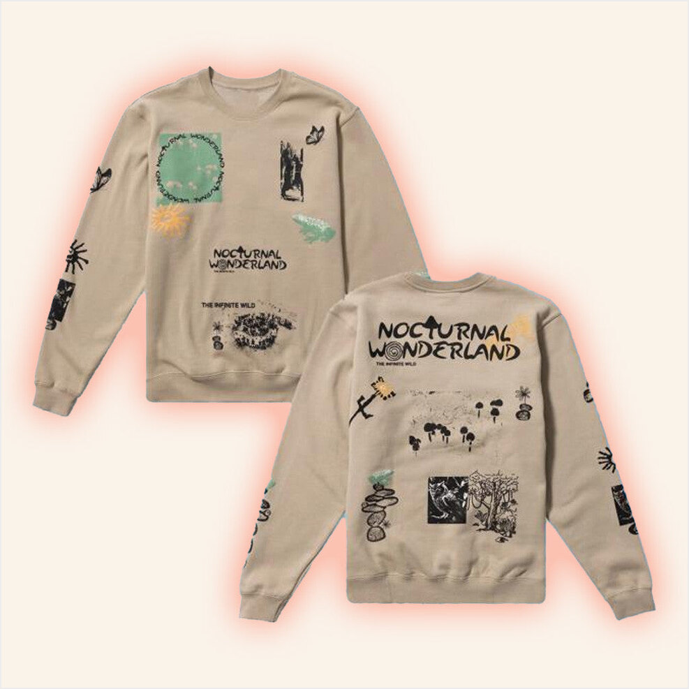 Insomniac Merch Nocturnal Wonderland Exploring Bliss Crewneck Sweatshirt Best Birthday Gift For Husband-1