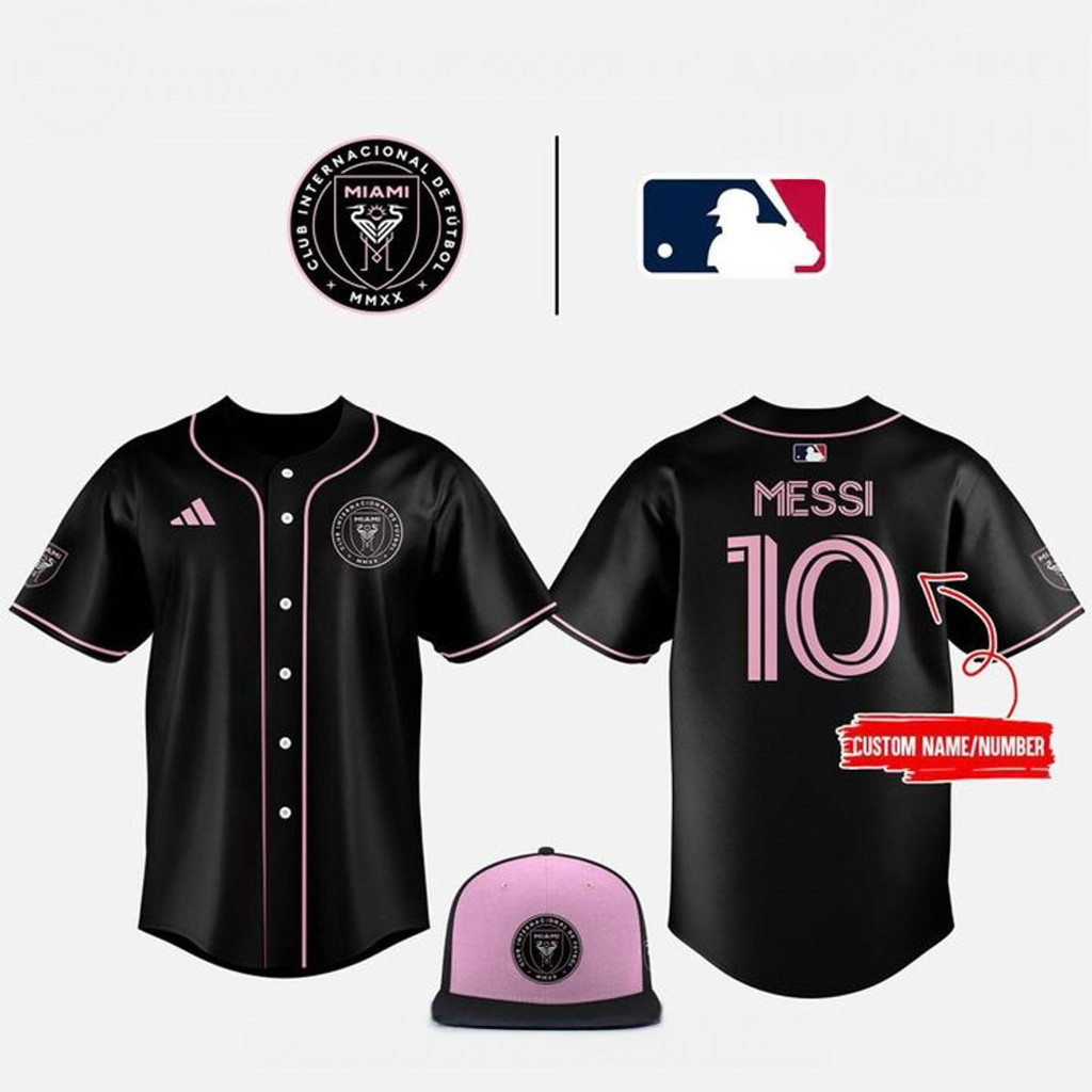 Inter Miami CF x MLB Club World Cup 2025 Black Baseball Jersey MLB Merch Gifts For Fans-1