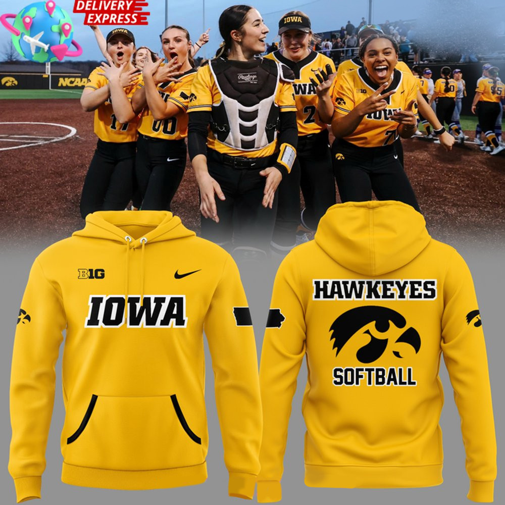 Iowa Hawkeyes Softball 2025 Yellow Hoodie Mother's Day Gifts For Wife-1