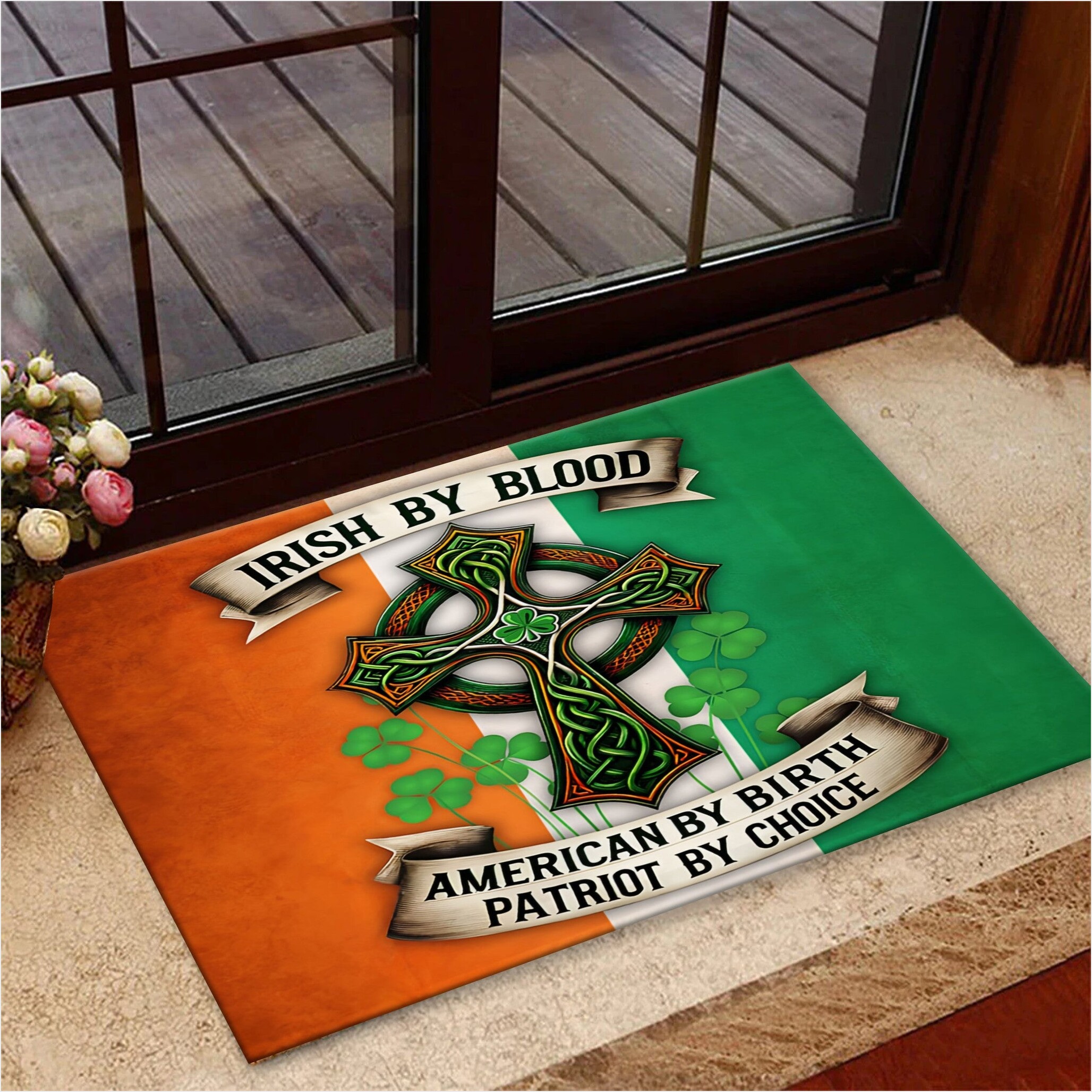 Irish By Blood American By Birth Patriot By Choice Doormat St Patricks Day Doormat Home Decor-1