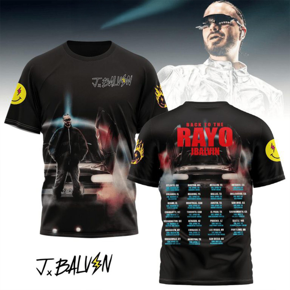 J Balvin Back To Rayo Ready For 2025 Showtime Schedule T-Shirt Gifts For Music Fans-1