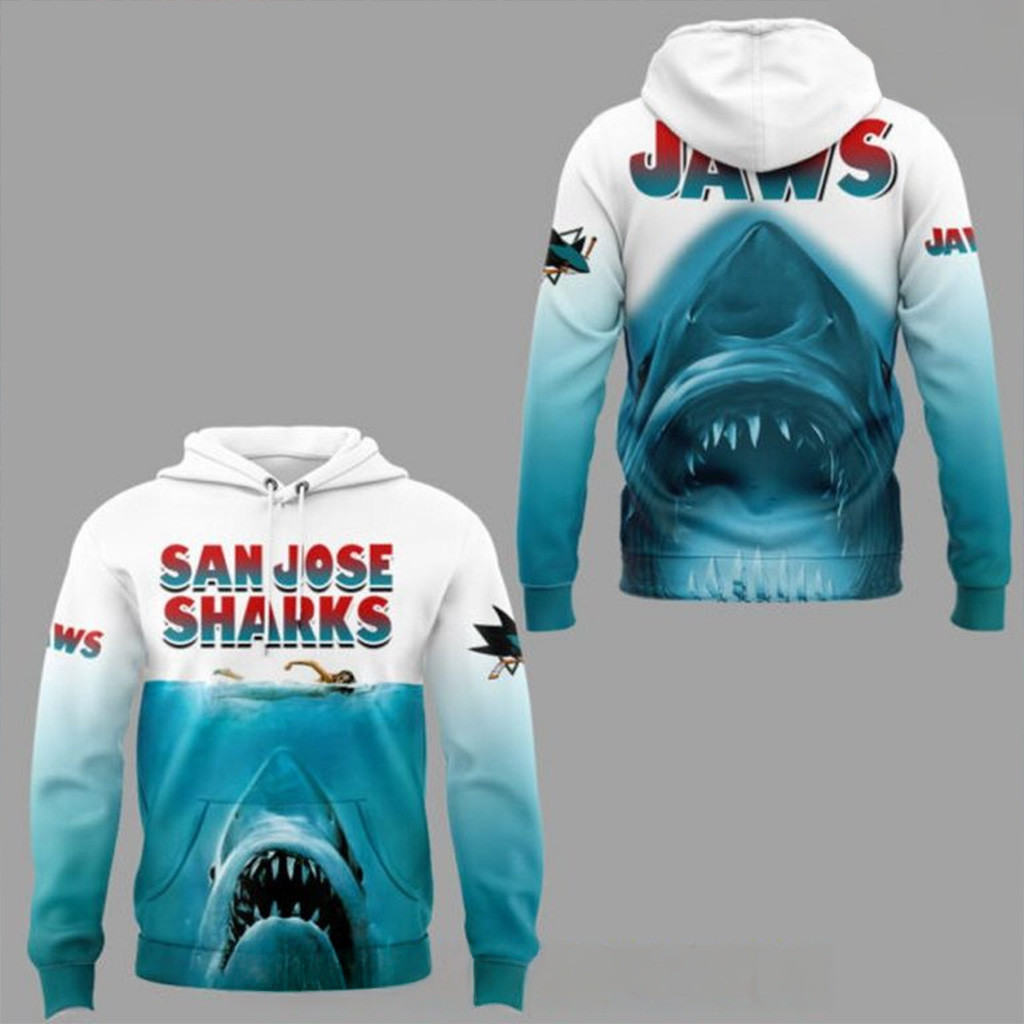 JAWS x San Jose Sharks Hoodie Gifts For Hockey Fan-1