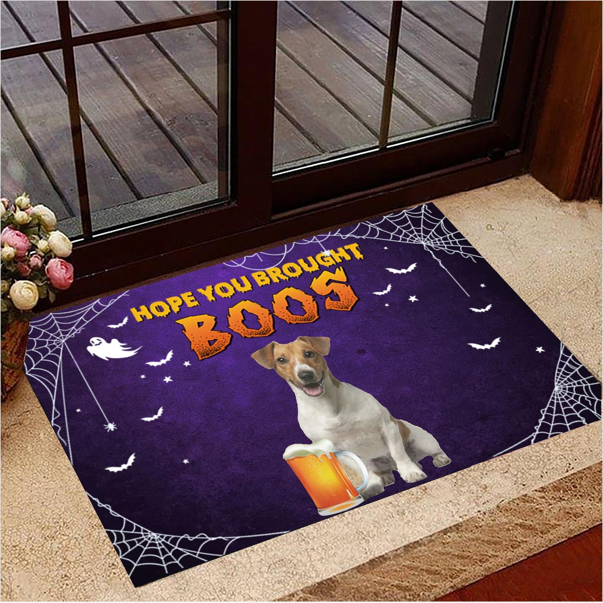 Jack Russell Hope You Brought Boos Doormat Funny Dog Doormat Living Room Halloween Decor-1