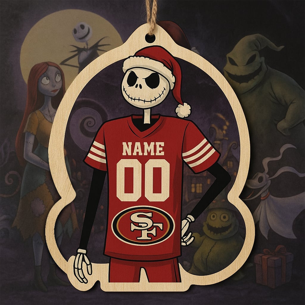 Jack Skellington San Francisco 49ers Christmas Wooden Ornament Christmas Decor Gift-1