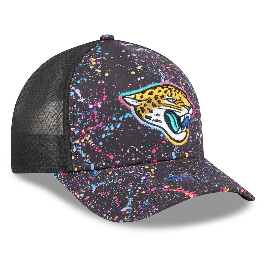 Jacksonville Jaguars Crucial Catch NFL Embroidered Trucker Hat 2025 Rainbow Jaguars Merch-1