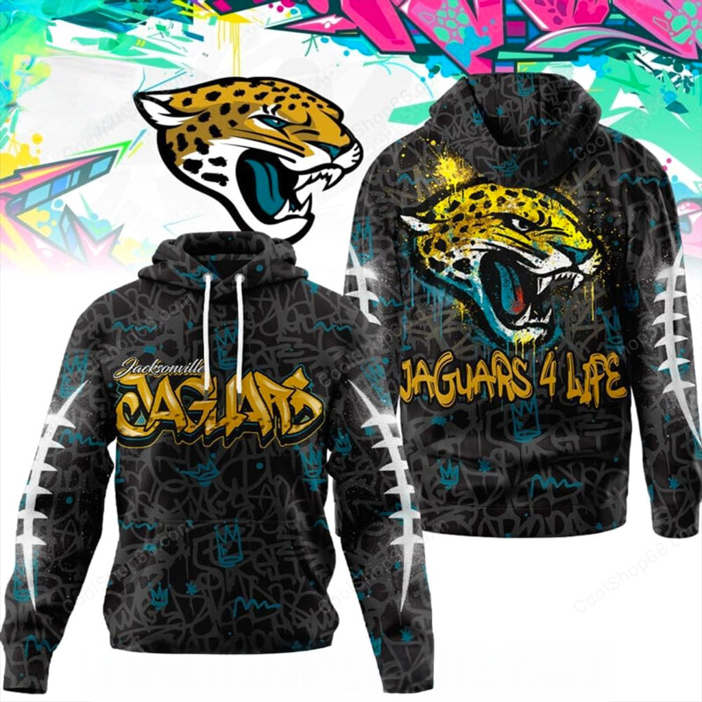 Jacksonville Jaguars Graffiti For Life Hoodie Jaguars Merch Unique Christmas Gifts For Him-1