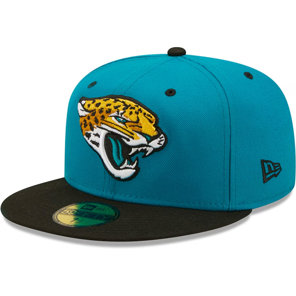 Jacksonville Jaguars New Era Flipside 2Tone 59FIFTY Teal Black Snapback Hat Best Gifts For Fans-1
