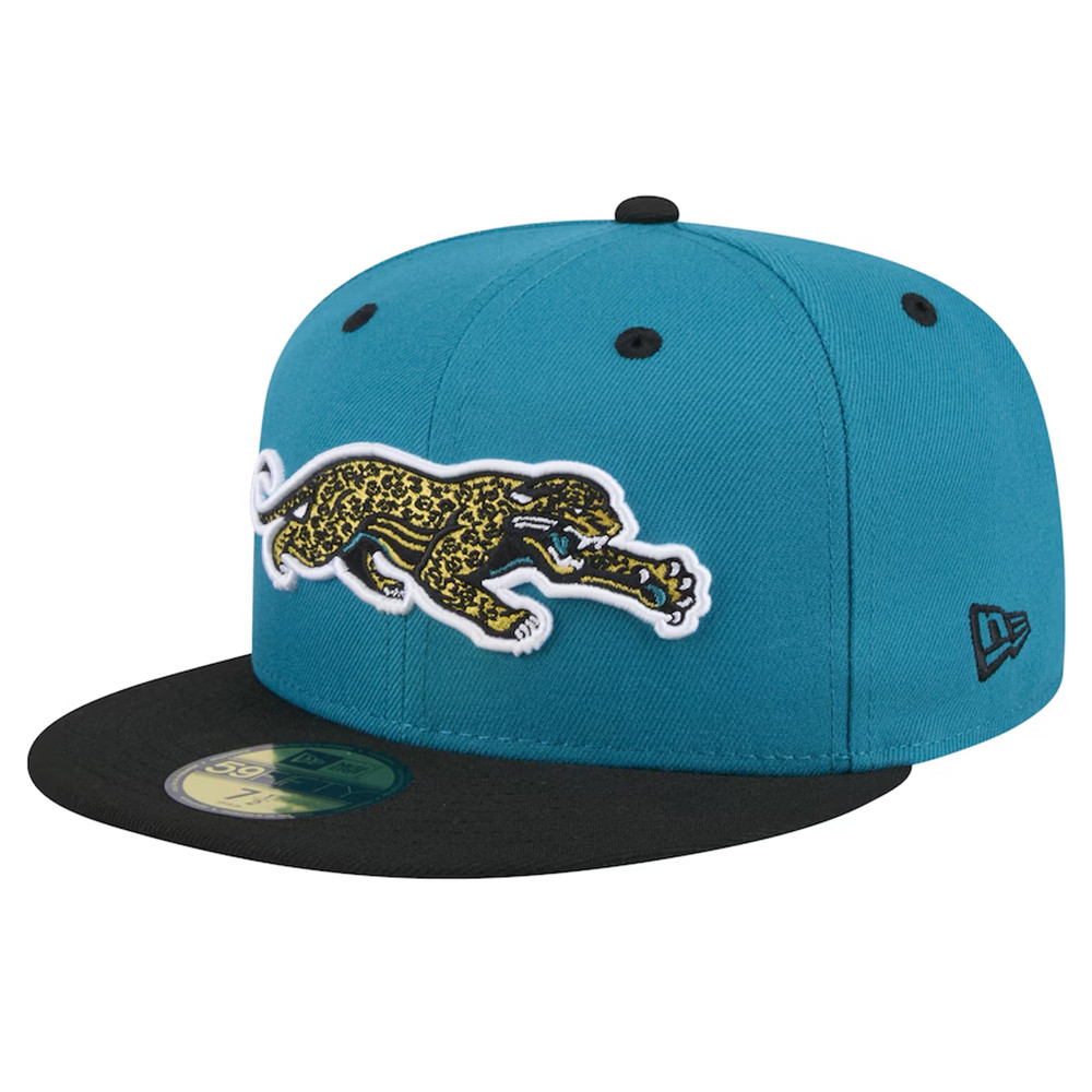 Jacksonville Jaguars New Era Throwback Crawl Flipside Two-Tone 59FIFTY Snapback Hat For Fan-1