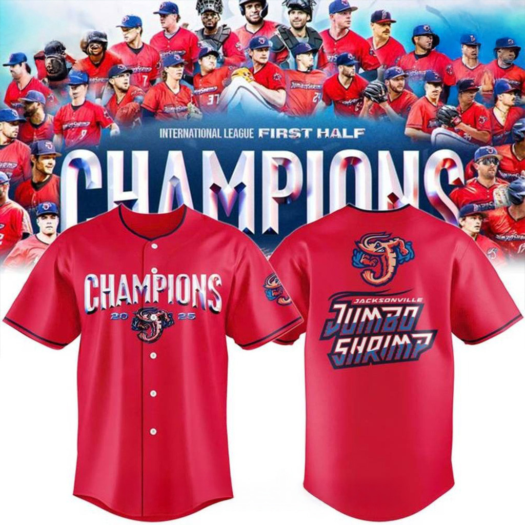 Jacksonville Jumbo Shrimp 2025 International League First Half Championship Baseball Jersey-1