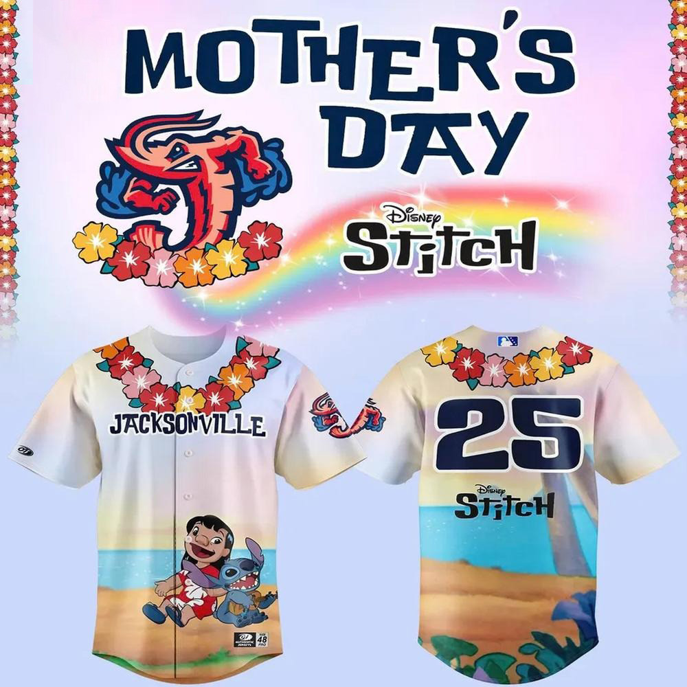 Jacksonville Jumbo Shrimp X Lilo Stitch Baseball Jersey Baseball Team Gift Ideas-1