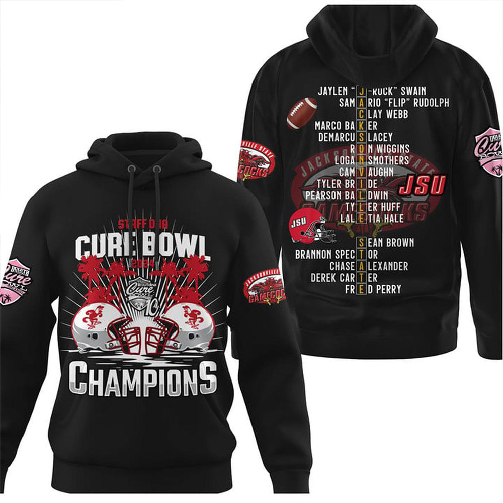 Jacksonville State Gamecocks Staff DNA Cure Bowl 2024 Champions Hoodie Gifts For Football Fan-1
