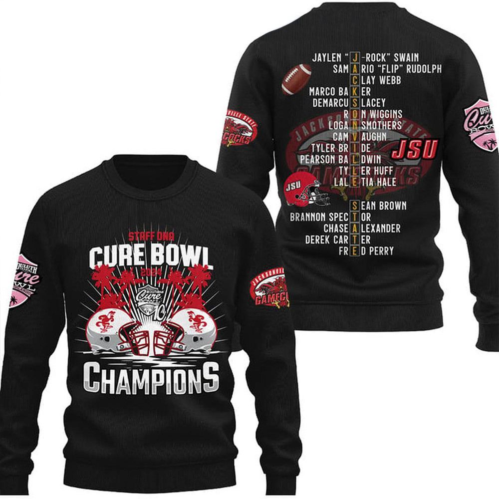 Jacksonville State Gamecocks Staff DNA Cure Bowl 2024 Champions Sweatshirt Football Fans Gifts-1