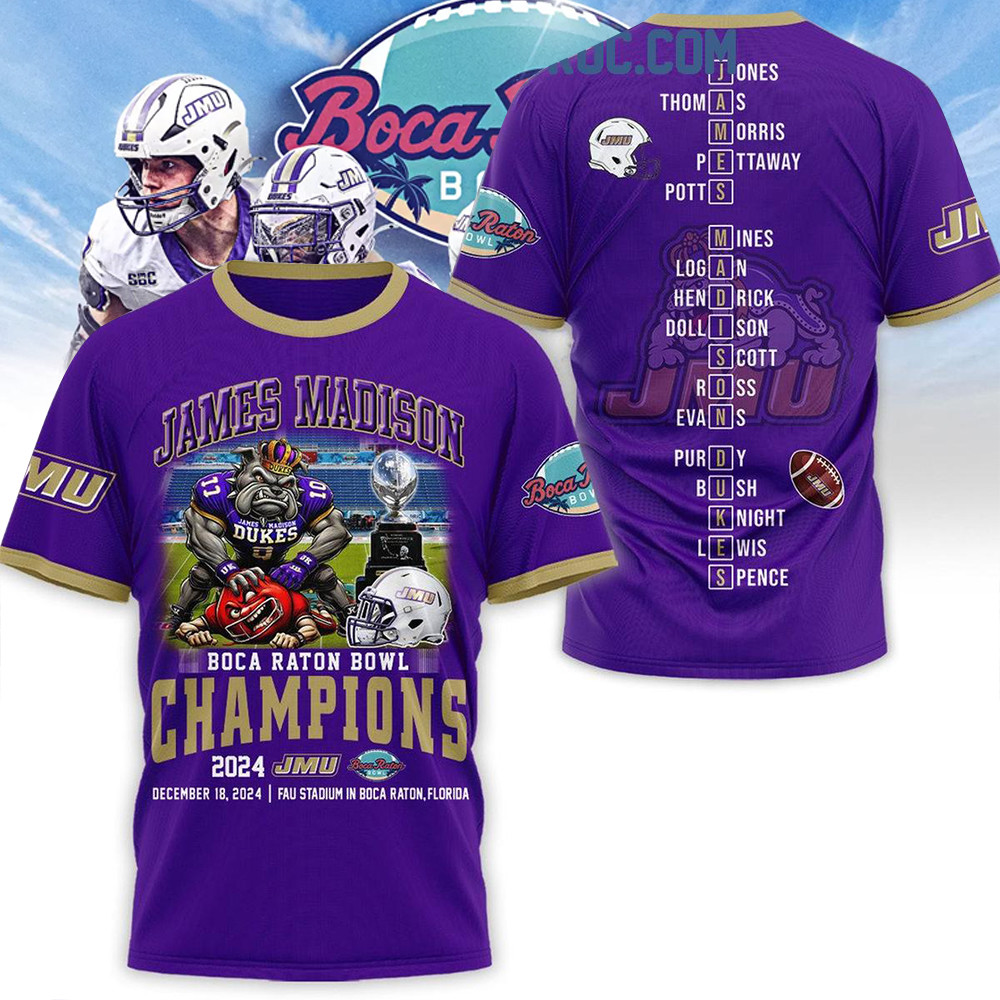 James Madison Dukes Football 2024 Boca Raton Bowl Winner Shirt Football Fan Gift Ideas-1
