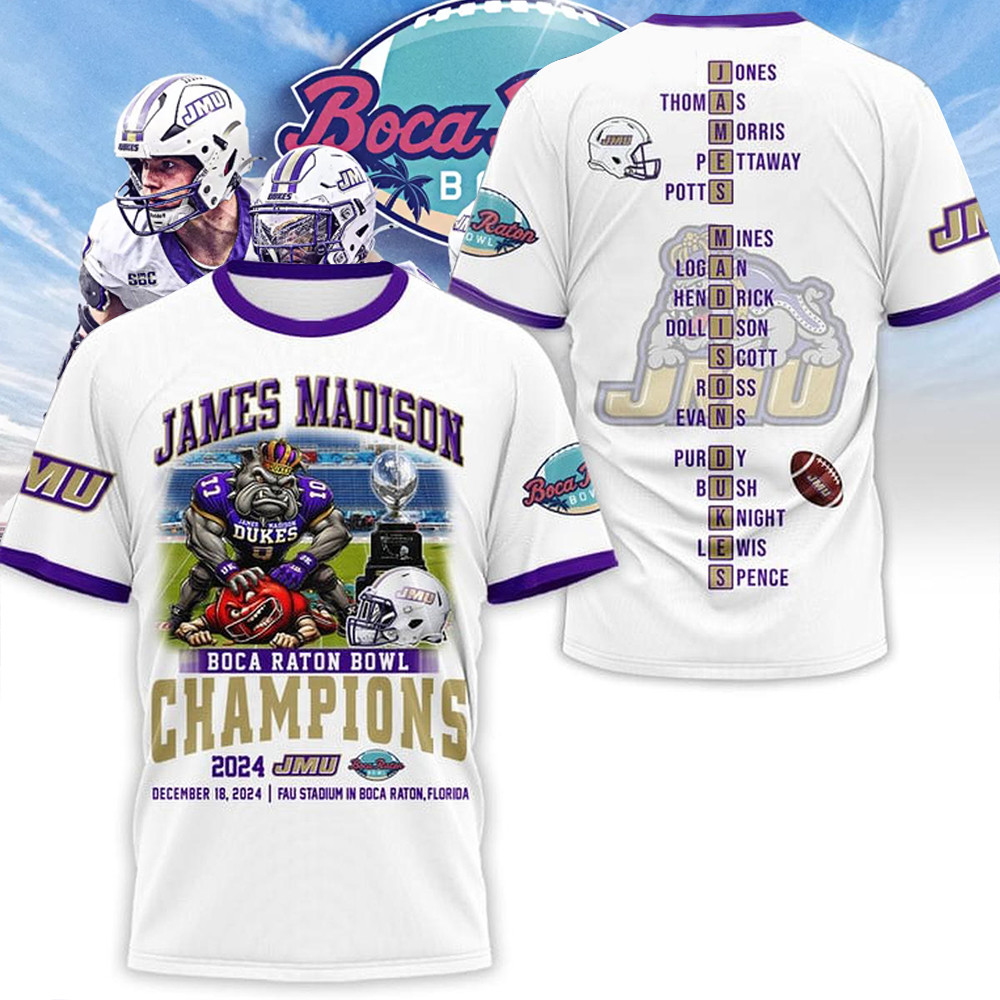 James Madison Dukes Football 2024 Boca Raton Bowl Winner Shirt Football Lovers Gifts-1