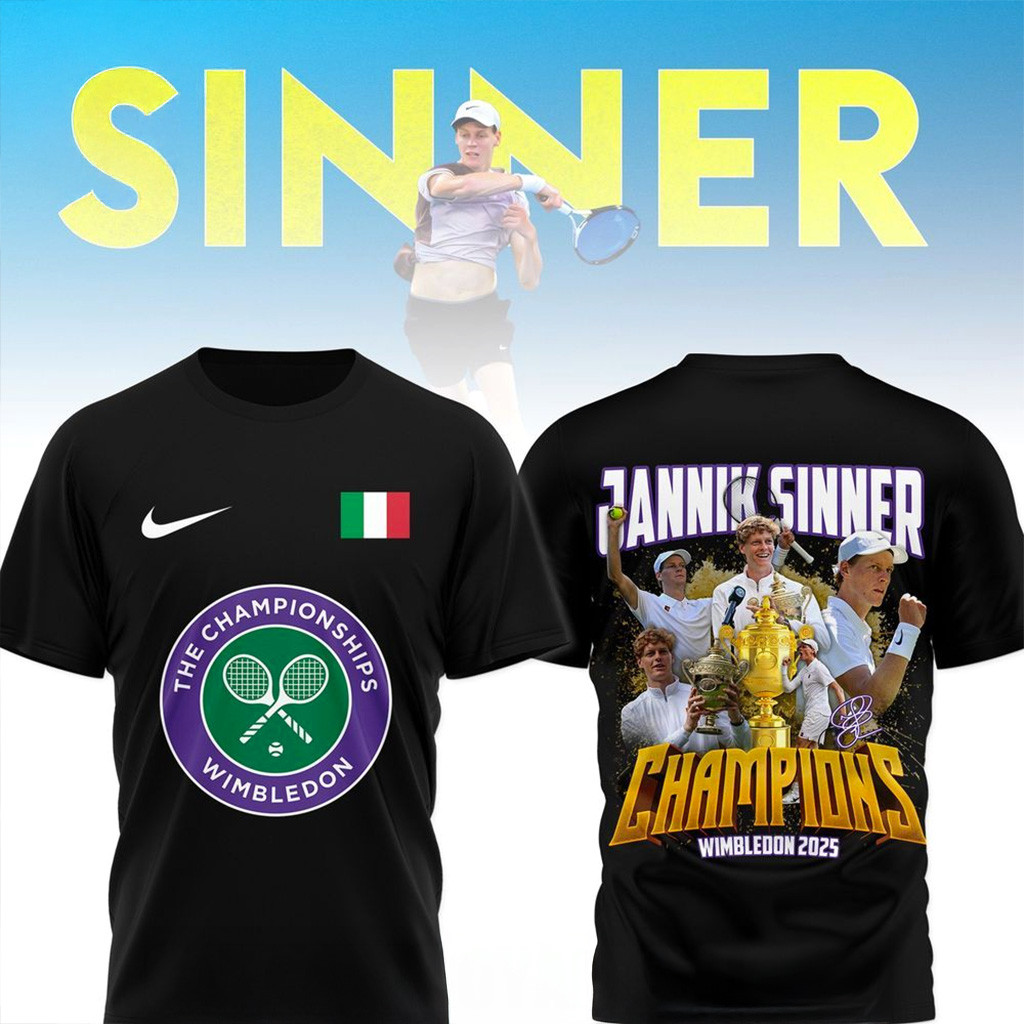 Jannik Sinner Champions Wimbledon 2025 T-Shirt Fan Merch Gifts For Tennis Lovers-1