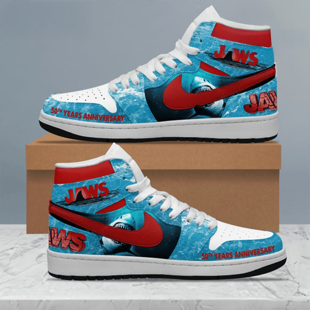 Jaws 50th Anniversary Air Jordan 1 Sneakers Jaws Merch Gifts For Movie Fans-1