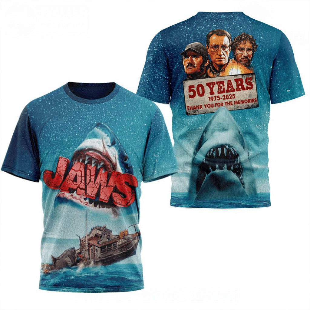 Jaws 50th Anniversary Thank You For The Memories 2025 Shirt Jaws Merch Gifts For Movie Fans-1