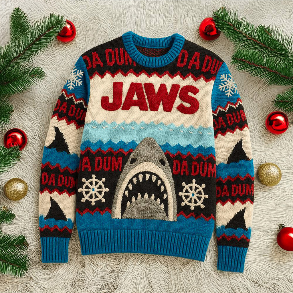 Jaws Christmas Ugly Sweater Jaws Merch Christmas Gifts For Movie Fans-1