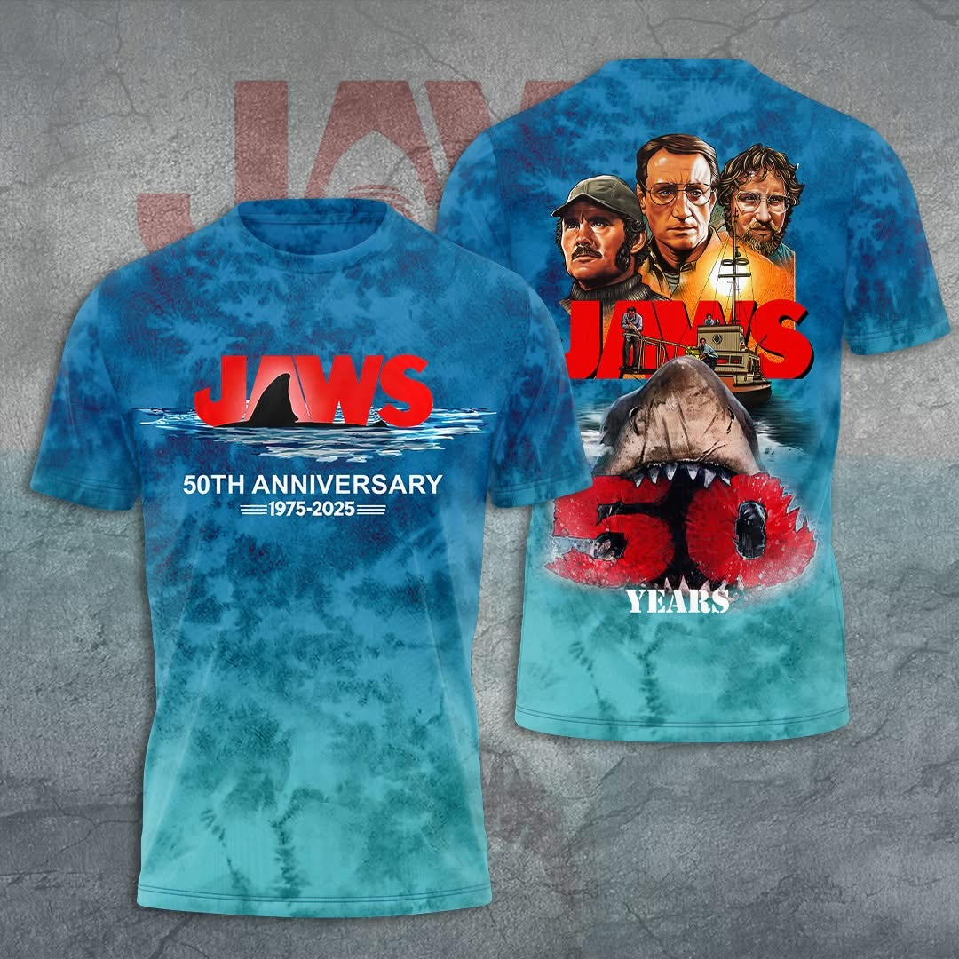 Jaws Merch Jaws 50th Anniversary 1975 2025 T-Shirt Gifts For Fans-1