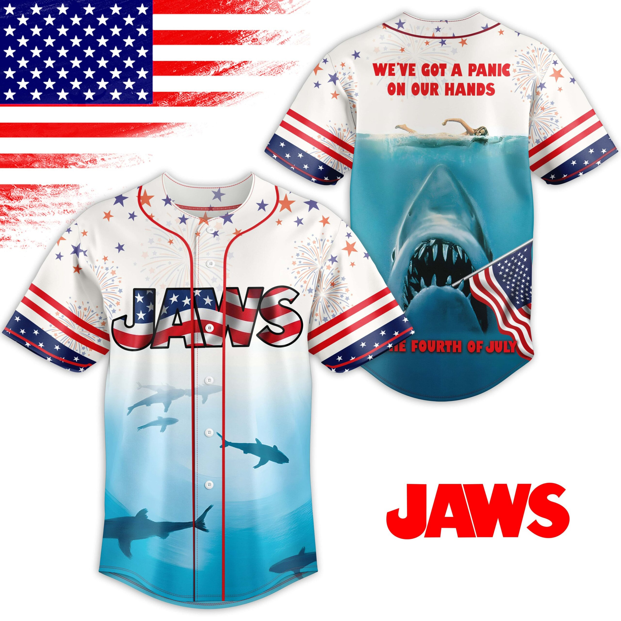 Jaws We've Got A Panic On Our Hands The Fourth Of July Jersey-1