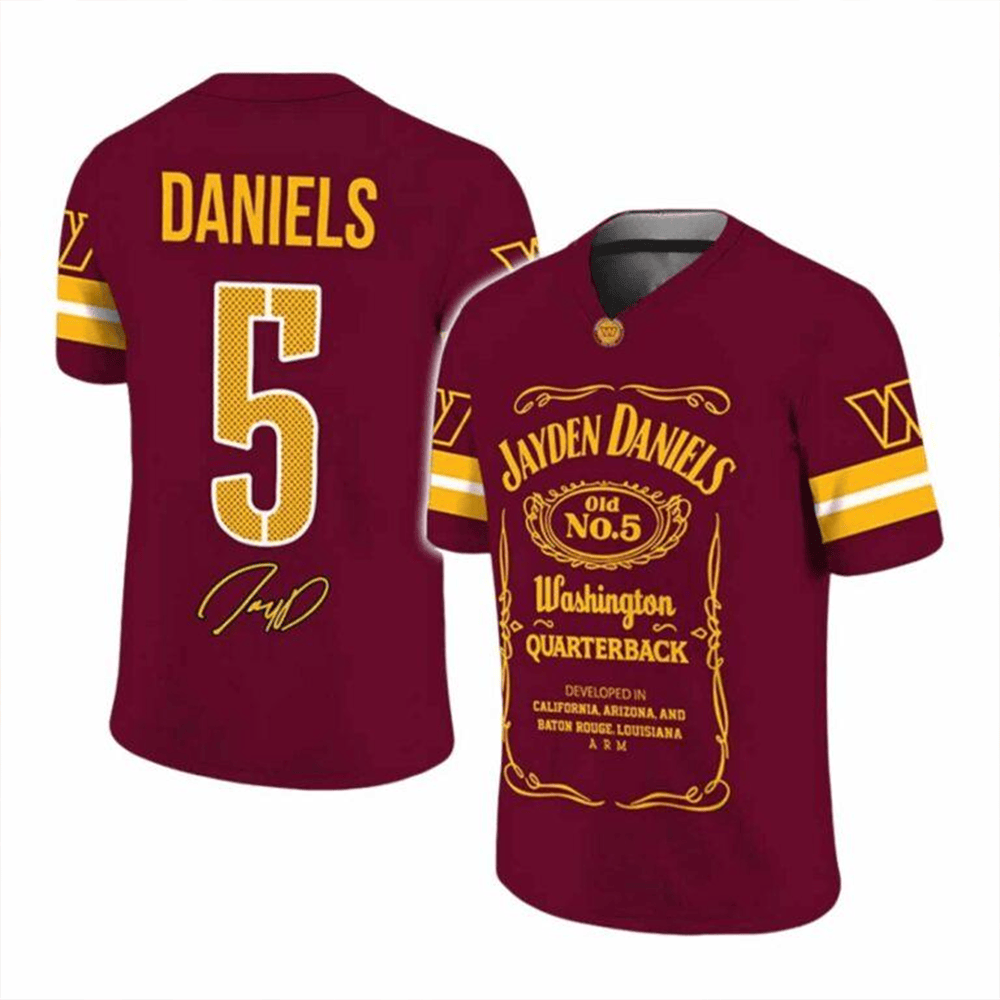 Jayden Daniels Commanders Old No 5 Jersey Jayden Daniels Merch Father's Day Present Ideas-1