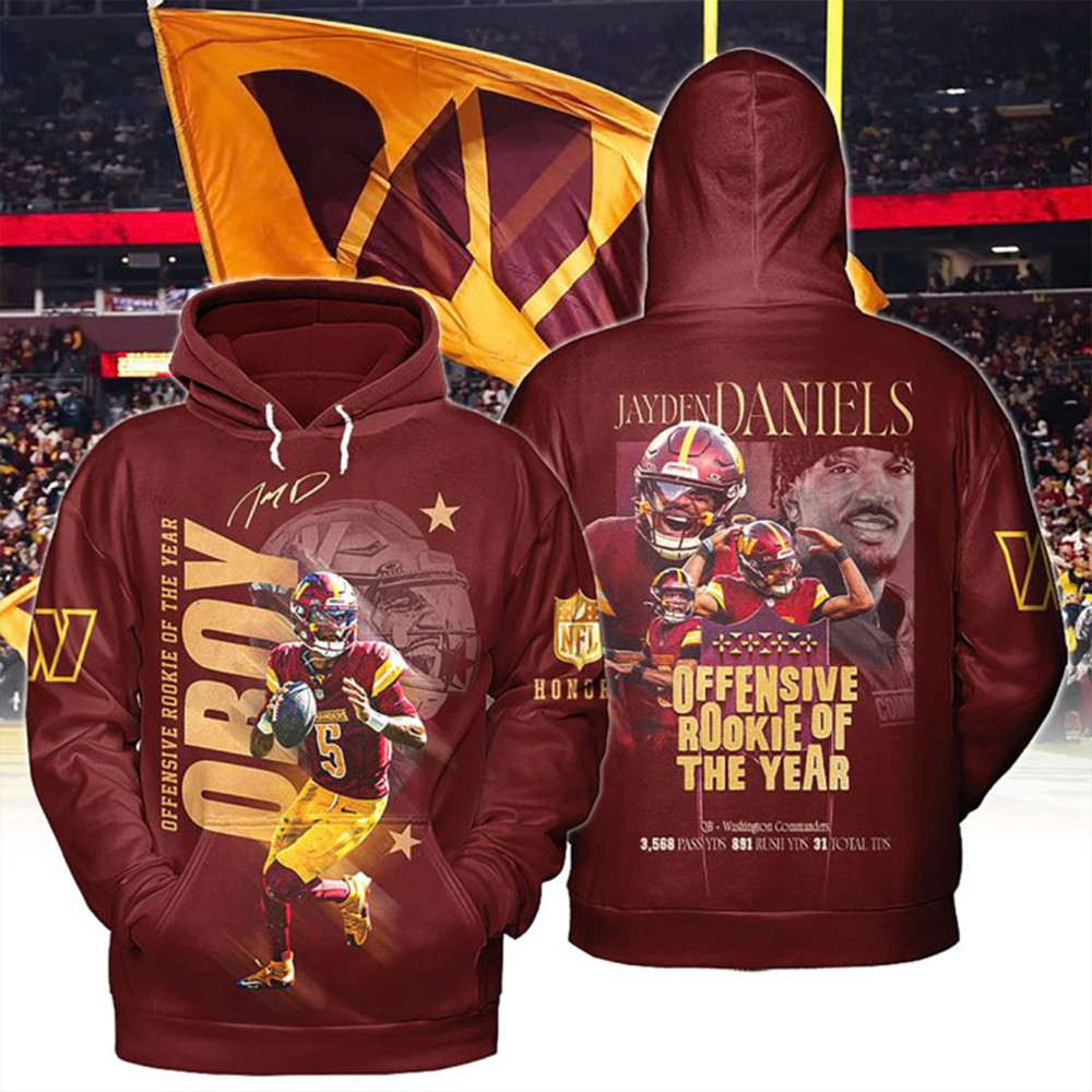 Jayden Daniels Offensive Rookie Of The Year Washington Commanders Hoodie Fan Gift Ideas-1