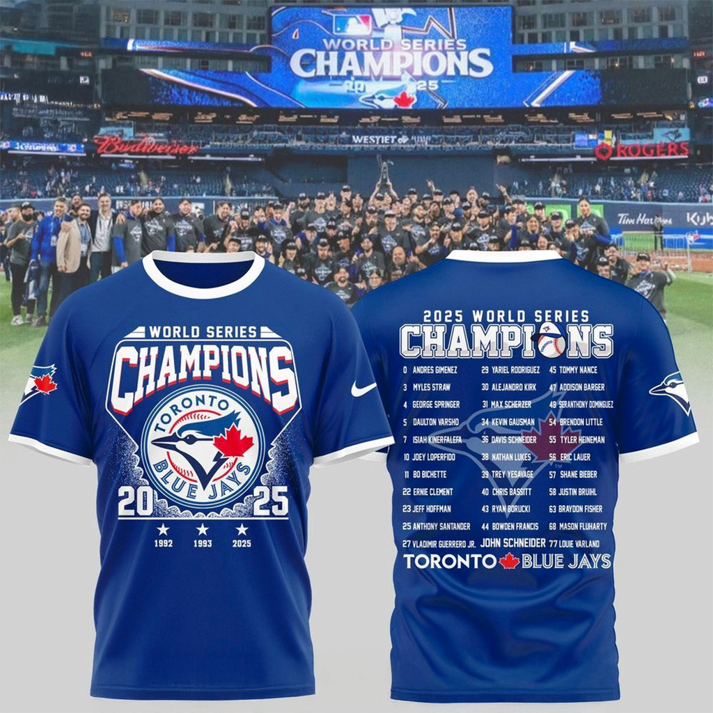 Jays Merch 2025 World Series Champions Toronto Blue Jays T-Shirt Gifts For Baseball Lovers-1