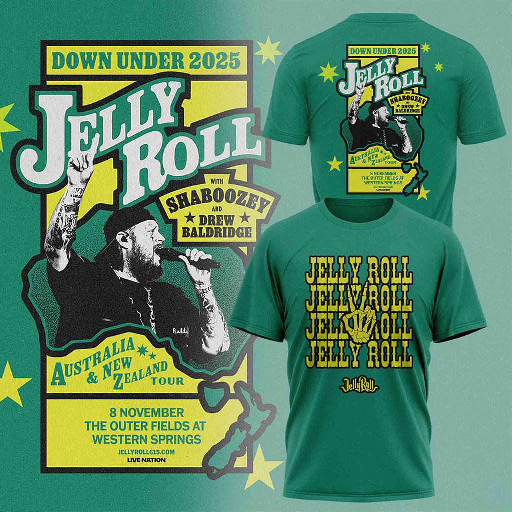 Jelly Roll The Down Under 2025 T-Shirt Jelly Roll Merch Christmas Gifts For Boyfriend-1