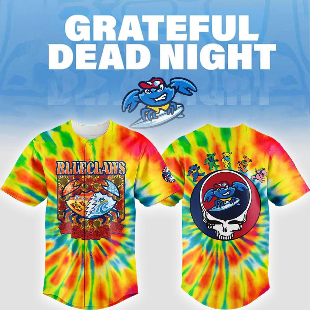 Jersey Shore Blueclaws X Grateful Dead Night Jersey Blueclaws Merch Presents For Him-1