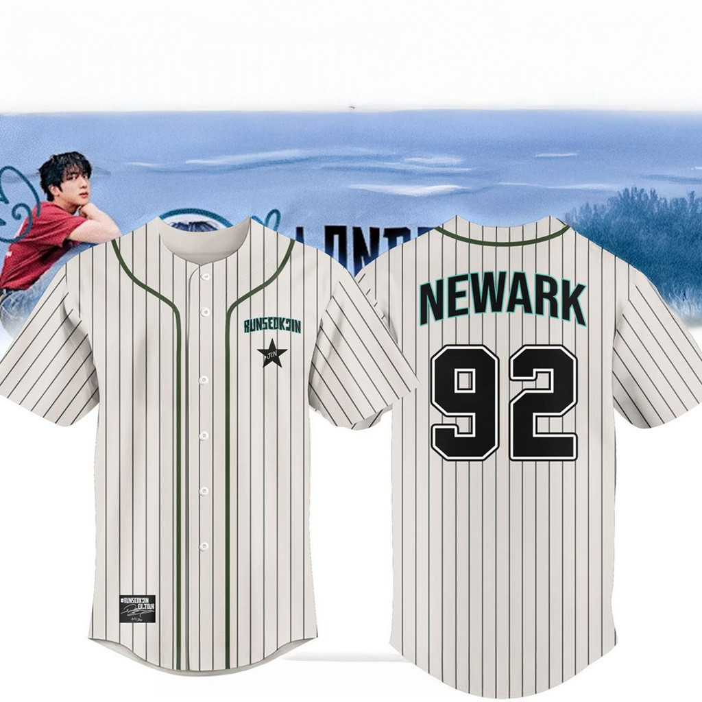 Jin BTS RUN SEOKJIN EP Tour x Newark 2025 Baseball Jersey BTS Merch Fans Gift Ideas-1