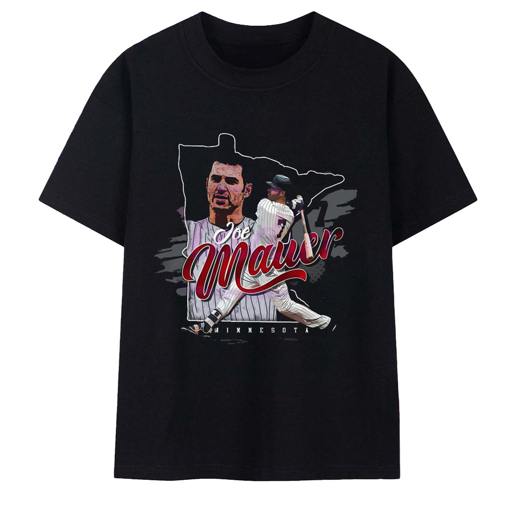 Joe Mauer Minnesota Twins State Silhouette T-Shirt Joe Mauer Merch Cool Baseball Gifts-1