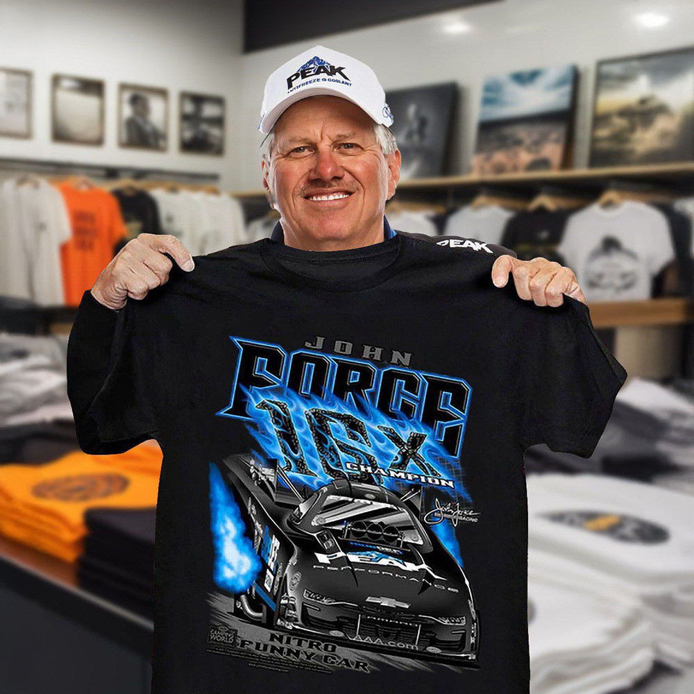 John Force Ghost Champion 1gx Nitro Shirt Funny Car Camping World T-Shirts Racing Fan Gifts-1