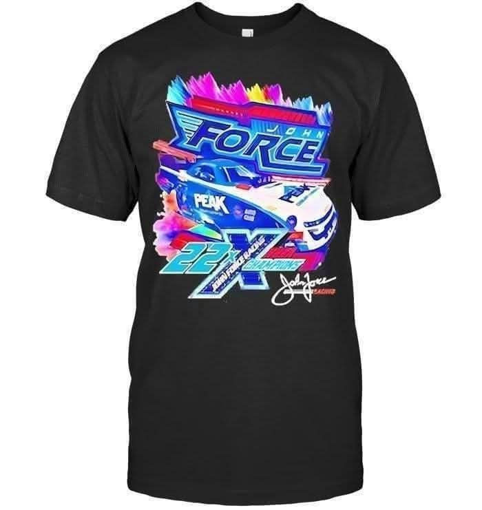 John Force Racing Champions 22x Signature T-Shirt Support For Racing Legend Shirt Fans Gifts-1